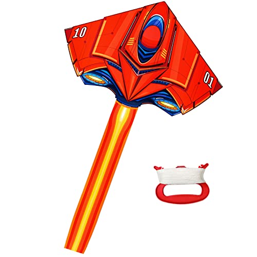 Tcvents Large Plane Kite Delta Kites for Kids Adults Fighter Kite Easy to Fly Beach Park Outdoor Games Activities, Huge Airplane Kite with Handle and 328FT String, Easy Assemble (Fighter Plane Kite)