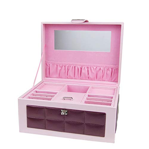DLRUIHENGXIANGMU Jewelry Organizer Box? Pink Color Jewelry Box Girls Fully Locking Organizer for Necklace Earrings Ring Great Gift Choice