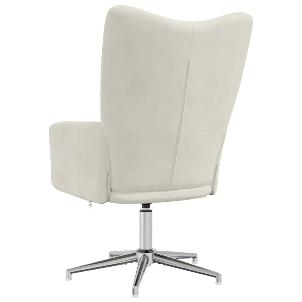 Sillón Relax, Terciopelo Blanco Crema, Sillón Giratorio con Marco de Acero, Cómodo Sillón de Lectura para Dormitorio, 62 x 68 x 91 cm