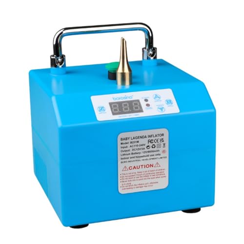 Borosino B231M Electric Balloon Pump with Timer & Pedal Control - Dual Powerful Motor Portable Inflator Blower for Party Decorations Events Quick Balloon Setup (with Battery)
