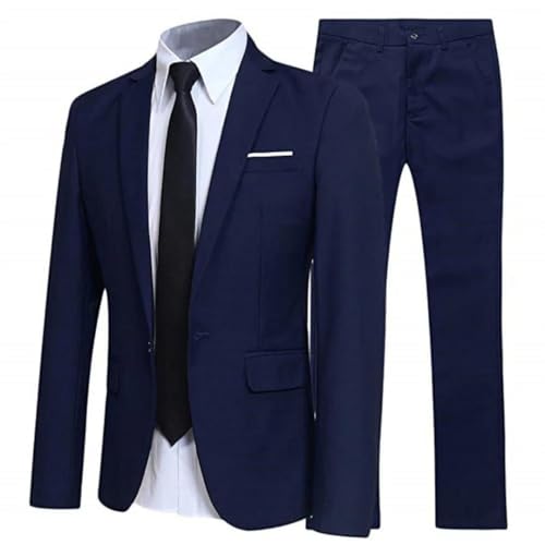 Men's Slim Business Suit Set - 2-Piece Single Button Jacket Pants | Wedding Party Casual4