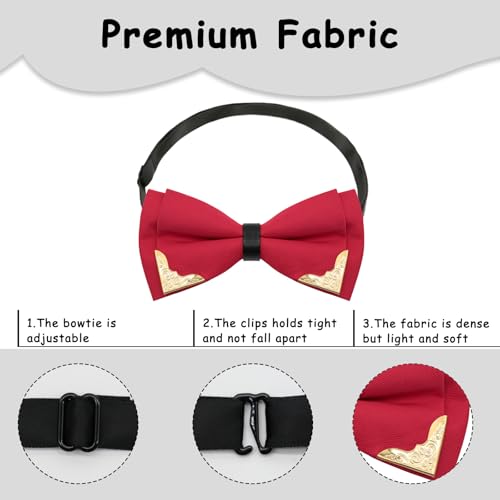 Image of Bow Ties for Men Women Metal Gold Bowtie, Pre Tied Mens Bow Tie Tuxedo Bowties Men for Prom Wedding Party