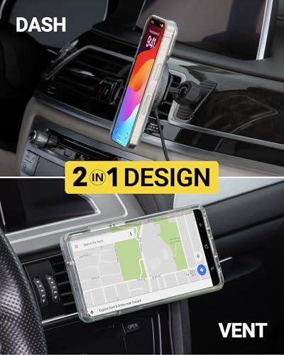 Image of Scosche MPQMRDV MagicMount Charge Pro Qi2 MagSafe Car Mount Charger, 15W Fast Magnetic Wireless Charging Phone Holder for Dashboard /Vent Compatible with iPhone 16 /15 /14 /13 /12 Pro Max Plus, Samsung S25