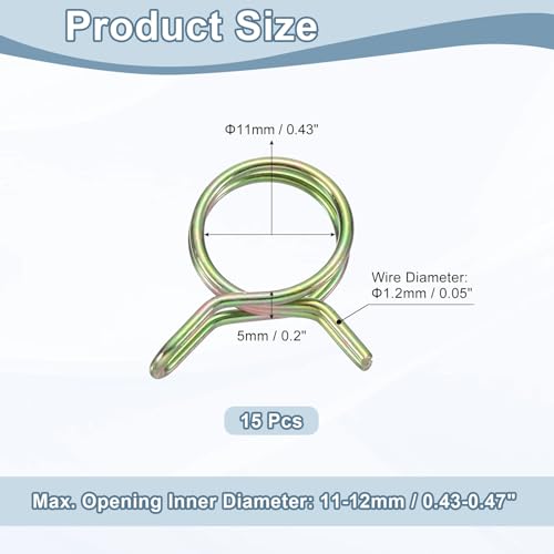 Collier de serrage double fil 11mm pour tube silicone uxcell x15