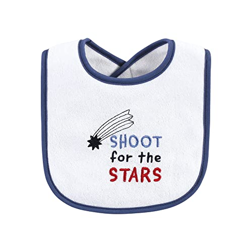 Image of Hudson Baby Unisex Baby Cotton Terry Drooler Bibs with Fiber Filling, Galactic Explorer, One Size