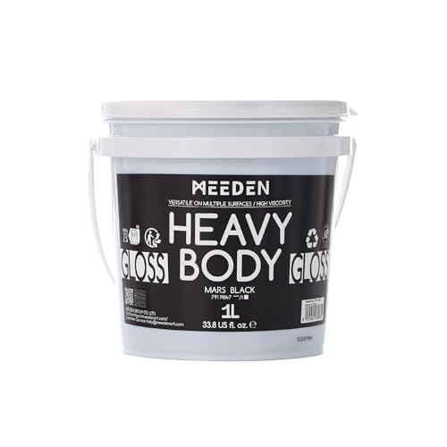 MEEDEN Noir Peinture Acrylique: 1L Epais Brillant Non Toxique Acrylique Peintures pour Toile, Papier, Roche, Bois - Intense Black