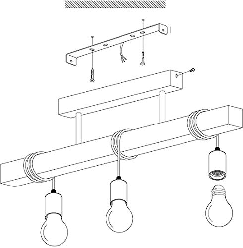 Luz colgante de techo de madera con casquillo E27 regulable para salon 4