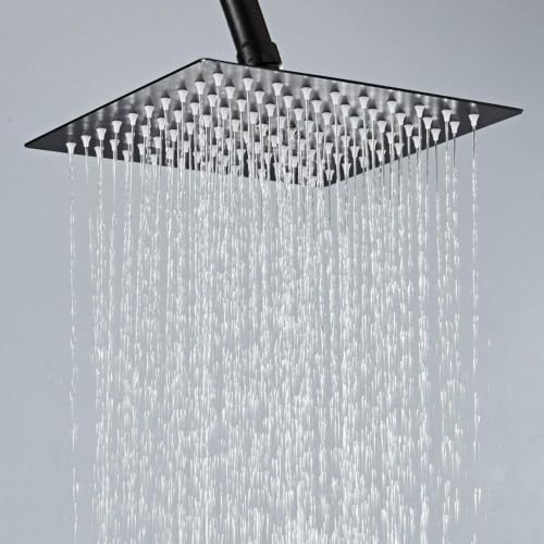 Tepe Slim Duş Başlığı, 304 Paslanmaz Çelik, Metal (25 cm Siyah Kare)