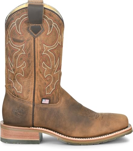DOUBLE-H 11" Anton Steel Toe Western Boots for Men - Square Toe Leather Upper with Oil- and Slip-Resistant I.C.E. Outsole, EH-Rated and Made in USA2