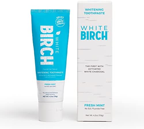 White Birch Activated White Charcoal Whitening Toothpaste- Professional Teeth Whitening Charcoal - Natural & Fluoride Free Oral Care (White Charcoal Toothpaste)
