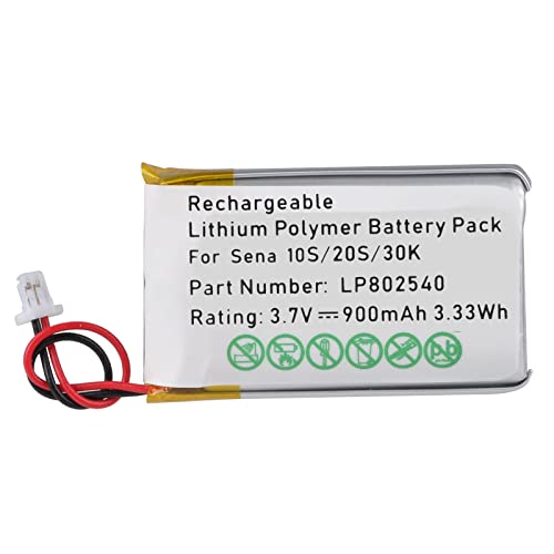 802540 3.7V 900mAh Motorcycles Bluetooth Headset Battery for Sena 20s Series Sena 20s-01 Sena 20s evo Sena 30K Series Sena 30K-01D Sena 10S Series Sena 10S-01 ENA
