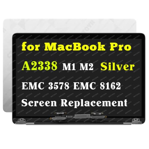 Image of Replacement for MacBook Pro M1 M2 A2338 LCD Screen Assembly Silver | EMC 3578 EMC 8162 661-17549 661-20501 MYDA2LL /A MYDC2LL /A MNEH3LL /A MNEJ3LL /A MNEL3LL /A