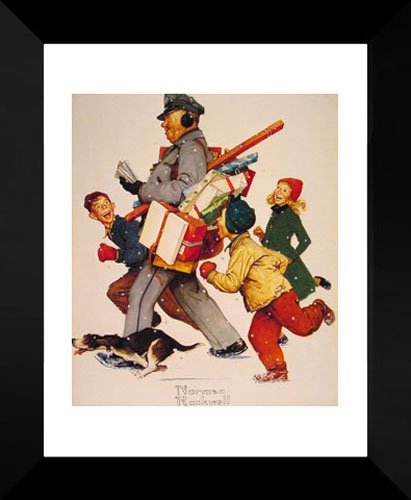 Norman Rockwell ジョリーポストマン 　メリークリスマス Amazon.com: Jolly Postman 20x24 Framed Art Print by Rockwell