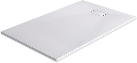 EMKE Duschwanne 140x90 cm Rutschfeste Oberfläche Duschtasse SMC Brausewanne Steinoptik Duschwannen 90 mm Abflussloch Eck-Duschwanne Weiß