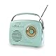 EASYmaxx Design Radio | Tragbares Radio im angesagten 50’s Retro Style | Mit Bluetooth®-Technologie, SD-Karten Slot, USB und AUX Anschluss und Kopfhörer Ausgang | Stylischer Blickfang in jeder Küche