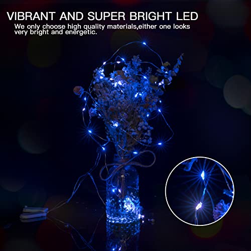 Image of Brightown 12 Pack Led Fairy Lights Battery Operated String Lights Waterproof Silver Wire 7 Feet 20 Led Firefly Starry Moon Lights for DIY Wedding Party Bedroom Patio Christmas (12 Pack, Blue & White)
