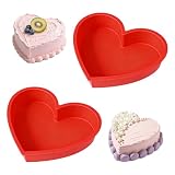 YXHZVON 2PCS Molde Bizcocho Corazon Silicona, 17cm Moldes De Corazon De Silicona, Moldes Silicona Reposteria, Silikonformen Gießformen Herz en 3D, para Hornear Pan,Pasteles,Tostadas