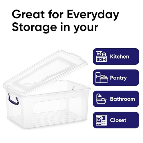 Image of Superio Storage Bins with Lids, Clear Plastic Containers for Organizing, Stackable Totes, BPA Free, Odor Free, Organizer Boxes for Home, and Dorm (2 Pack, 28.5 Qt)