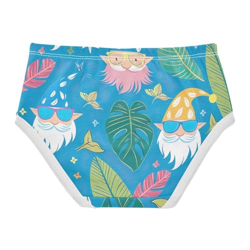 Kids Underwear Girls, Hawaiian Gnome Blue Toddler Panties, Cotton Underwear for Girls, 2T–8 Years2