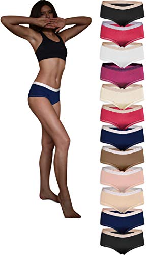 Sexy Basic Womenâ€™s 12 Pack Boyshort Panties | Ultra-Soft & Silky Nylon -Spandex Stretch Underwear (12 Pack- Assorted Solids Grab Bag, Medium)