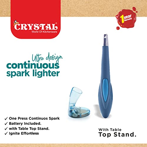 Crystal Extreme Continuous Spark Gas Lighter | One Press Battery Operated | Ideal for Kitchen & Outdoor use |Battery Included | 1 year warranty | Multicolour