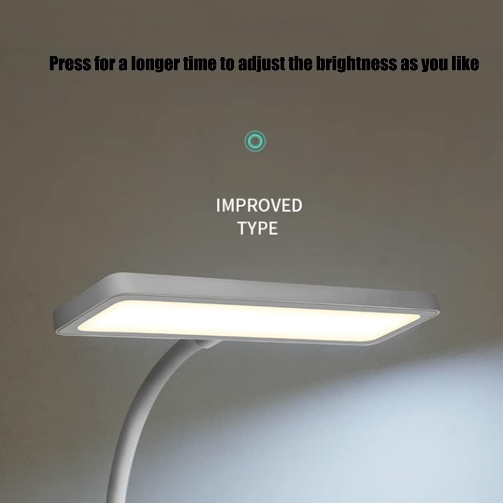 Lighting Tools LED Desk Lamp with Flexible Gooseneck 3 Level Brightness Touch Control Eye-Caring and Energy Saving for Office Bedroom Indoor (Color : White)