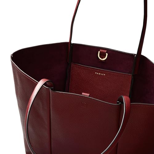 Image of RADLEY London Henrietta Place Large Open Top Tote Bag for Women, in Soft Grained Leather with Grab Handles, Fits 13 inch Laptop, Merlot, L