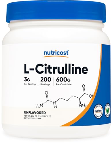 Image of Nutricost Pure L-Citrulline (Base) Powder (600 Grams) (3 Bottles)