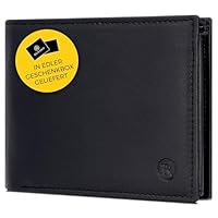 RUTAKO Querformat Geldbörse Herren mit RFID Schutz - Portemonnaie Groß mit Münzfach - Geldbeutel für Männer - Brieftasche Wallet Portmonee Schwarz (Goat)
