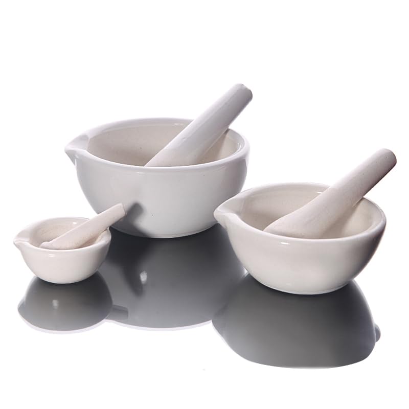 2pcs/lot Lab Ceramic Mortar Laboratory Pestle WIith Mortar Pestle White Mixing Grinding Bowl Set (Size : 16cm)