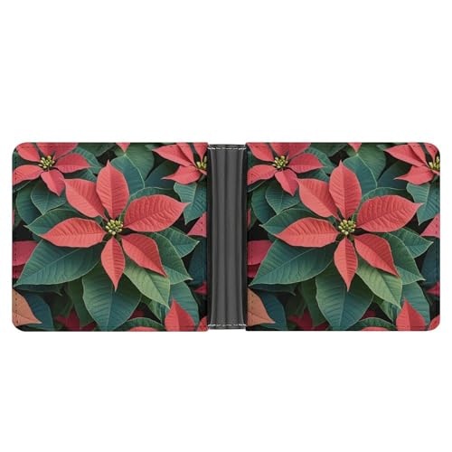 Portefeuille avec pince à billets Poinsettia en cuir à deux volets pour homme