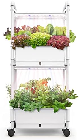 HOWAYI 28 Pods hydroponics Growing System， Indoor herb & Vegetables Garden with LED Grow Light，Plants Germination Kit，Automatic Timer，Pump System，Adjustable Height（No Seed）