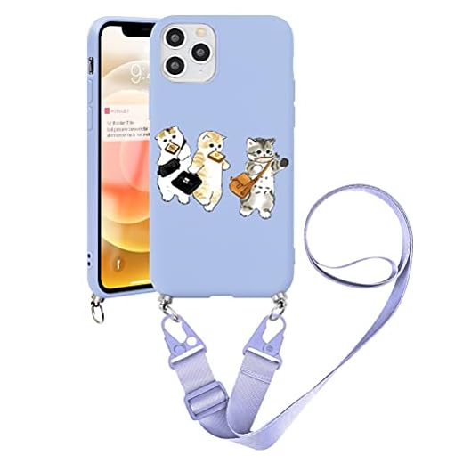 Pnakqil Crossbody fodral för Huawei Honor 20 6,2 tum med rem, lila silikon TPU-fodral med justerbar snodd sladd hänge halsband stöttåligt skyddande fodral för Honor 20, Cat 2