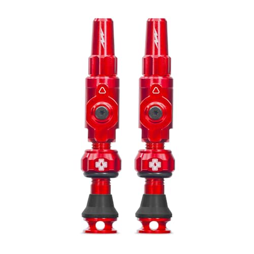 Muc-Off Big Bore Lite Tubeless Valves, Red 45mm - Precision Engineered Dust Caps for Bikes with Revolutionary Airflow Technology - Presta Valve Caps for Tubeless MTB/Road/Gravel Bikes