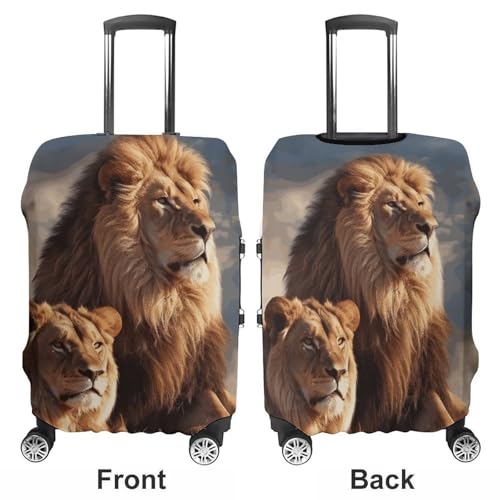 Carry on Luggage Cover Two Lions Suitcase Covers for Luggages Tsa Approved Travel Luggage Sleeve Protector Elastic Suitcase Protector Anti-Scratch Washable Fits 19-30 Inch Case -M3