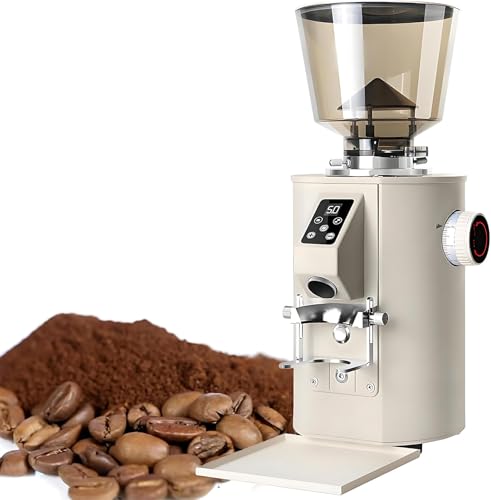 AYCDL Molinillo De Café Profesional, Molinillo De Granos De Espresso De Calidad Comercial, Soporte para Portafiltro, para Molienda Regular Y Cuantitativa Ajustable.,White