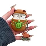 Rertnocnf Case Compatible with 2024 Airpods 4, Cute Kawaii Turtle Capybara Design Portable Cartoon Earbuds Accessories Soft Silicone Wireless Earphone Shockproof Protector with Keychain