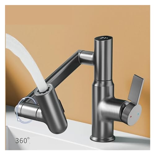 Robinet de lavabo mitigeur rotatif argenté pour vasque moderne - 6