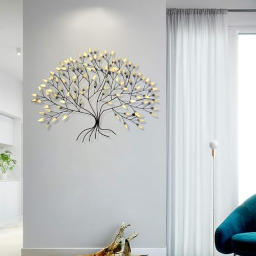 Arbre mural en métal 37'' d'art doré d'exception pour salon