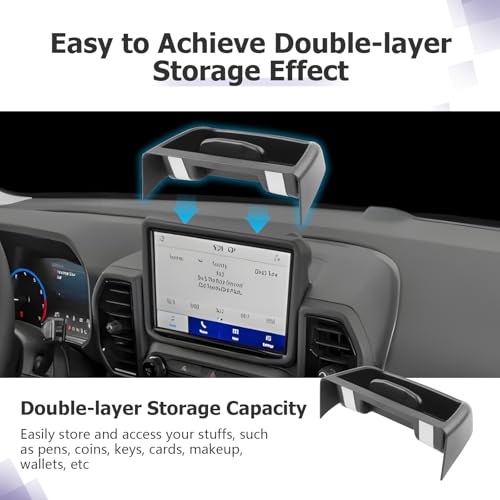 Image of LUWU 2024 Bronco Sport Dashboard Storage Tray Compatible with Ford Bronco Sport 2021-2024 Accessories Center Console Display Box Hidden Organizer Tray Behind Screen (Only Fit for 8-inch Screen)