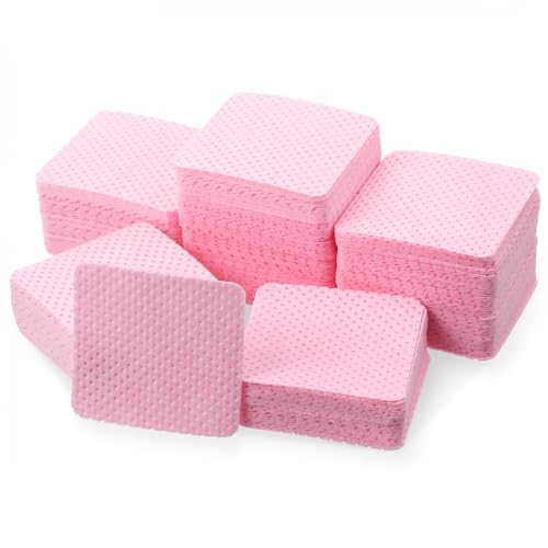 Guduling 1000 unidades de celulosa para uñas de gel, 5 x 5 cm, sin pelusas, rodillo desechable para uñas, toallitas suaves sin pelusas para eliminar pintalabios, quitaesmalte (rosa)
