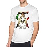 WXQZHF Men's Casual Canelo of Alvarez Tee Shirt Short Sleeve O-Neck Cotton T-Shirt Sports Tops for Teens Plus Size Tshirts，Large White