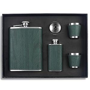 Flachmann Set 260ML Edelstahl Whisky Topf Mini Schnapsflasche Upscale Tragbar Alkoho Geschenke (Grün)