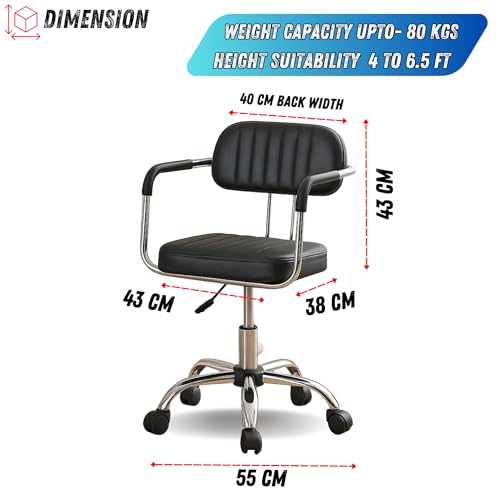 Image of NEWTURN Swift Study & Work from Home Office Chair with Fully Metal Frame, Fixed Handles & Up /Down Heigh adjustments, 1 Years Parts Replacement Warranty Best for Shops, Library, WFH,