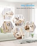Hey-brother Kratzbaum, 134,6 cm, Katzenturm für Indoor-Katzen, Katzenhaus mit gepolstertem Plattformbett, Spielzeugbälle, großer gemütlicher Höhle, Hängematten und Sisal-Kratzbäume, Beige MPJ019-SM