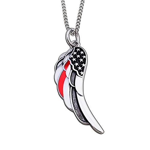 Collier aile d'ange femme pendentif drapeau rouge Psaume 91:11
