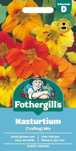 Fothergills Nasturtium (Trailing) Mixed Flower Seeds 35 Seeds Sow: Feb-Jun Orange/Red
