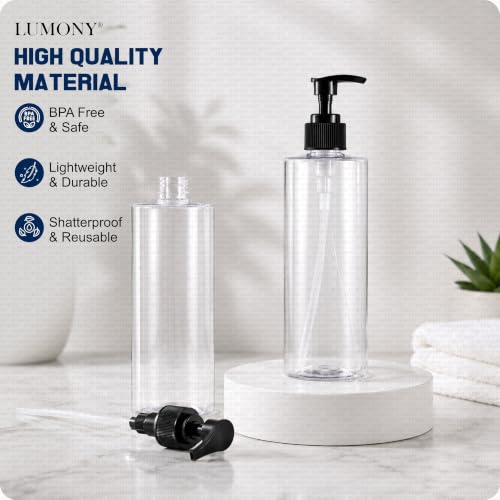 Image of LUMONY Pack of 2 - Dispenser Bottle 500 ML Transparent Clear Empty Dispenser Bottles Liquid Dispenser Set for Face, Hair, Garden, Sanitizer and More (Pack of 2)