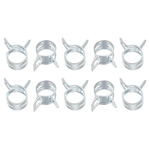 uxcell 20pcs 10mm Spring Band Type Action Fuel/Silicone Vacuum Hose Pipe Clamp Low Pressure Air Clip Clamp, Zinc Plated