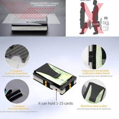 Stealthy Minimalist Type-R Anime RFID-Blocking Wallet, Black Aluminum, Slim Card Holder design3